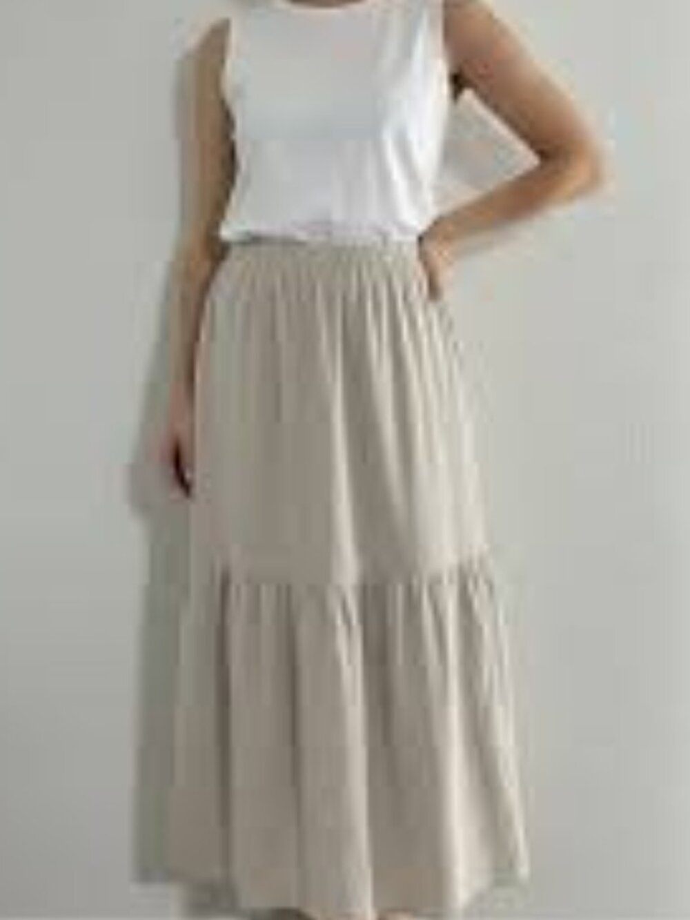 New with tag Womens Saks Fifth Avenue Linen & Cotton Beige Midi Skirt Size XL